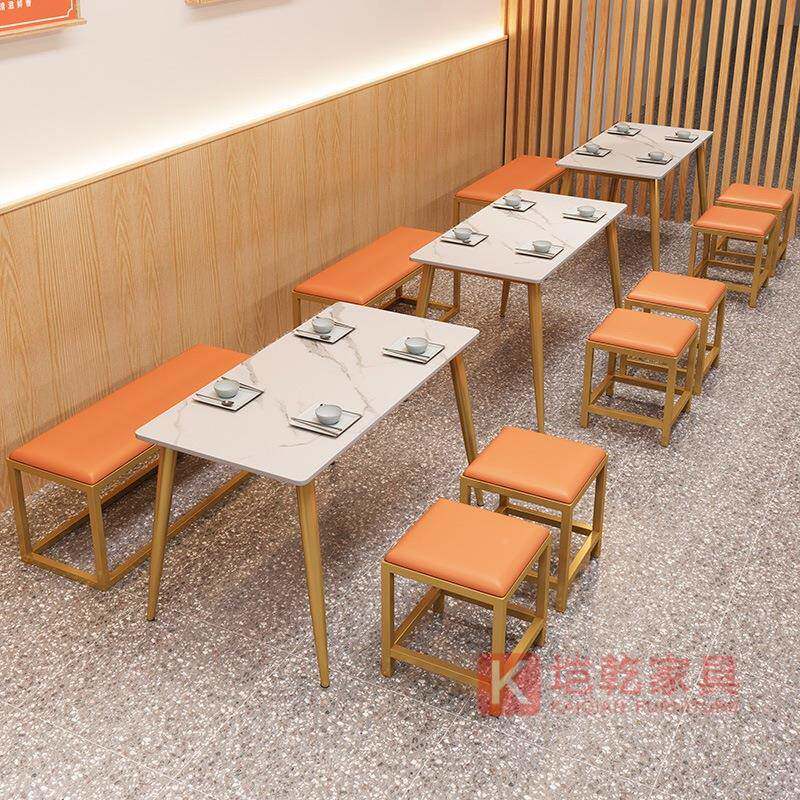 厅食堂方面馆麻辣烫快餐小吃汉堡铁艺小凳桌椅组合餐桌餐厅椅9978