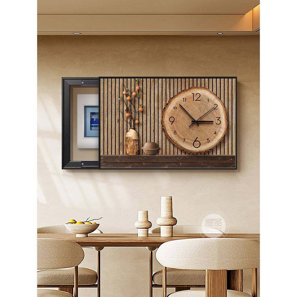 饰原电木风年轮表箱装画遮OHF挡配电箱挂钟表时钟画壁画合页餐厅
