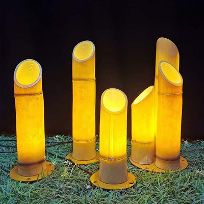 LED仿节真竹子草灯坪室42019景外花园装饰灯户外观防水竹筒灯防水