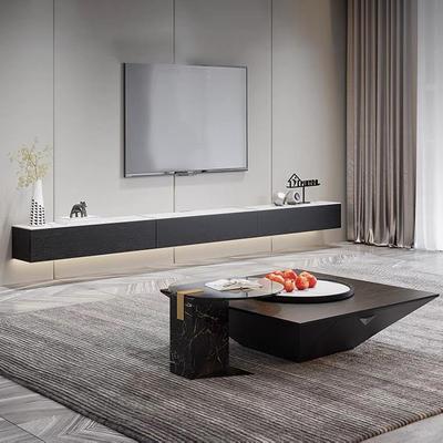 轻奢极简茶几电视组合厅实木茶桌组合钢柜化70802玻璃客移动小边