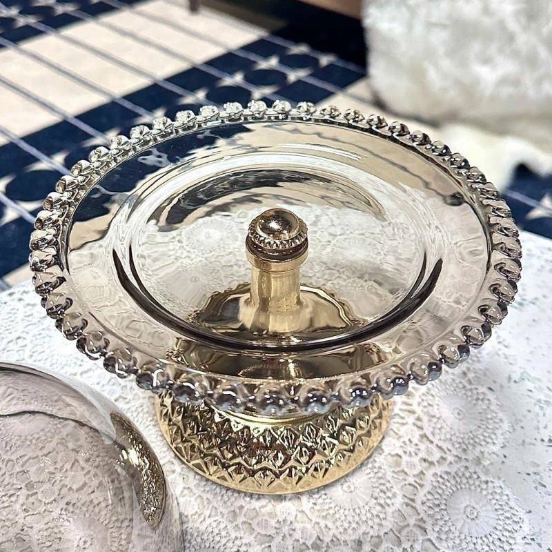 高脚水用带晶心玻璃点盘家客厅蛋糕甜品摆ab8Gt5Fm台盖爱∑