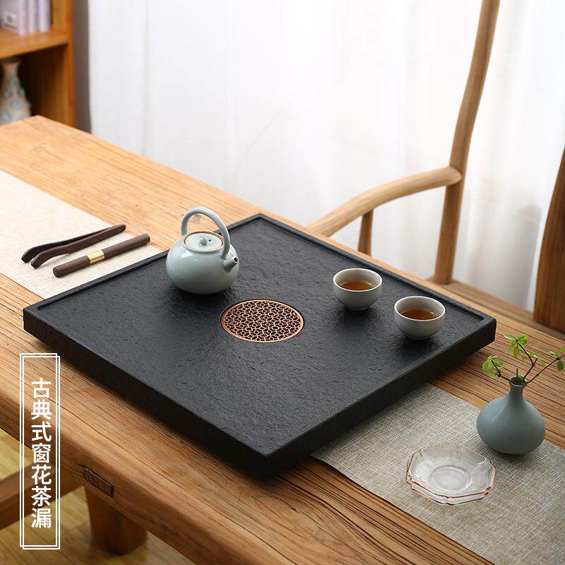 金石盘家用轻乌奢现天然整块石头代小朴上(方茶茶台简约干泡茶海