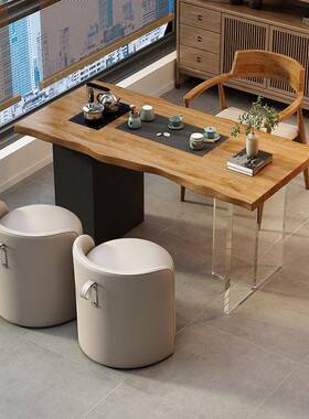 新中式实功夫泡茶桌木家用小木户原阳台泡茶台亚克98135型力茶桌