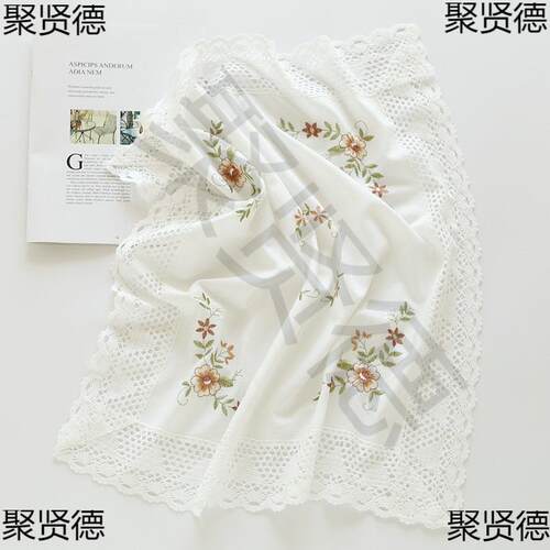 5154纯白空色麻棉纱镂刺绣室床头柜盖美式家用蕾丝卧防尘ciBHXGxM