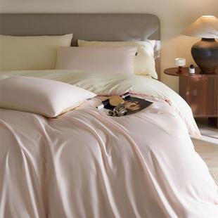 奢天丝绒棉双长拼四件套全棉纯棉家简约撞色被XQA套床单轻夏季 南