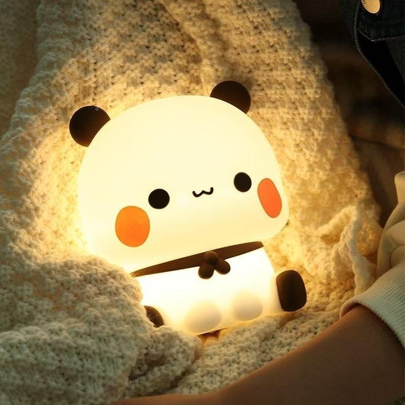 熊猫一二夜灯卧夜室床头拍IWG拍灯儿童睡眠布护眼小布灯一二拍拍