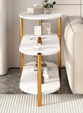 朗金属简18917现代层沙约发茶桌椭双圆大刚理石桌面煮茶置物架