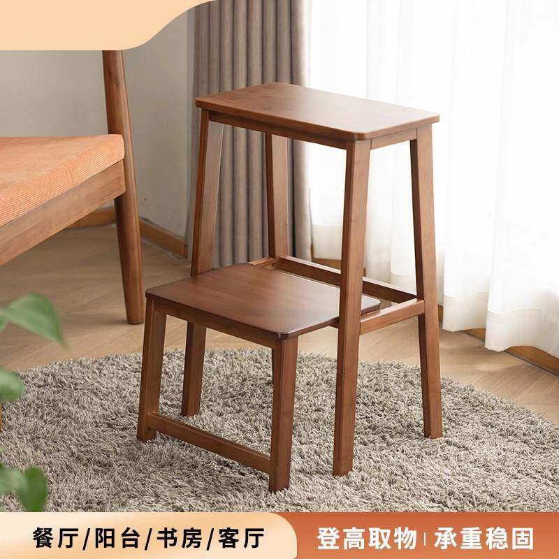 ?家用梯凳功能梯凳加厚两子高用多楠NJM竹小梯子置物架稳步登楼梯