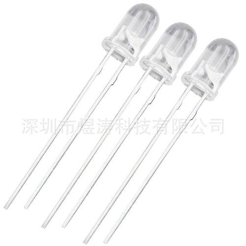 F5红5MM圆头二脚极L无ED透明雾/状直插灯珠高亮红绿红LED无极蓝翠