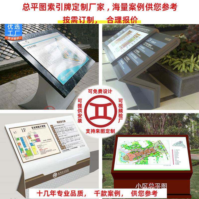 楼索引平牌指示831烤牌厂家小区导视牌不锈钢漆异形牌落地总层图