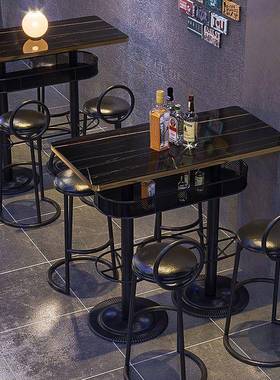 复古酒吧散台风桌子椅清吧高桌组合工业小脚酒馆吧台高脚LWP凳子