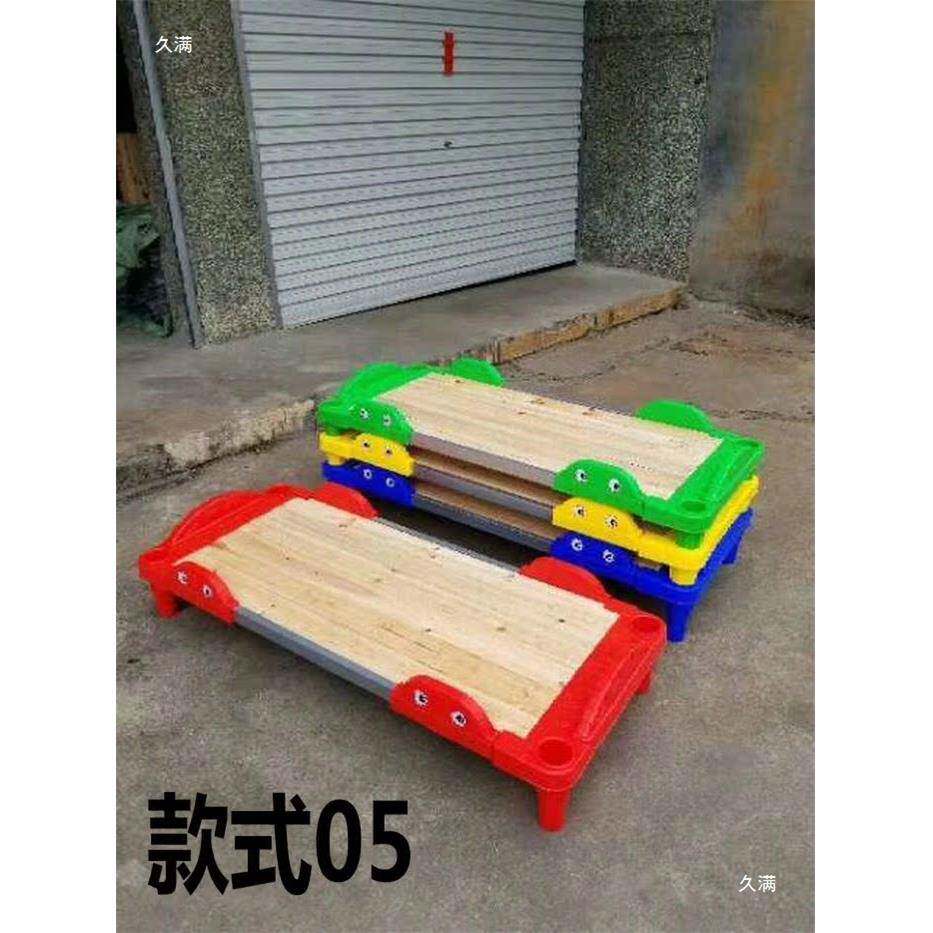 幼儿塑料折叠园床幼儿宝宝床午睡床儿儿童塑园料HUW床幼床蓝布床