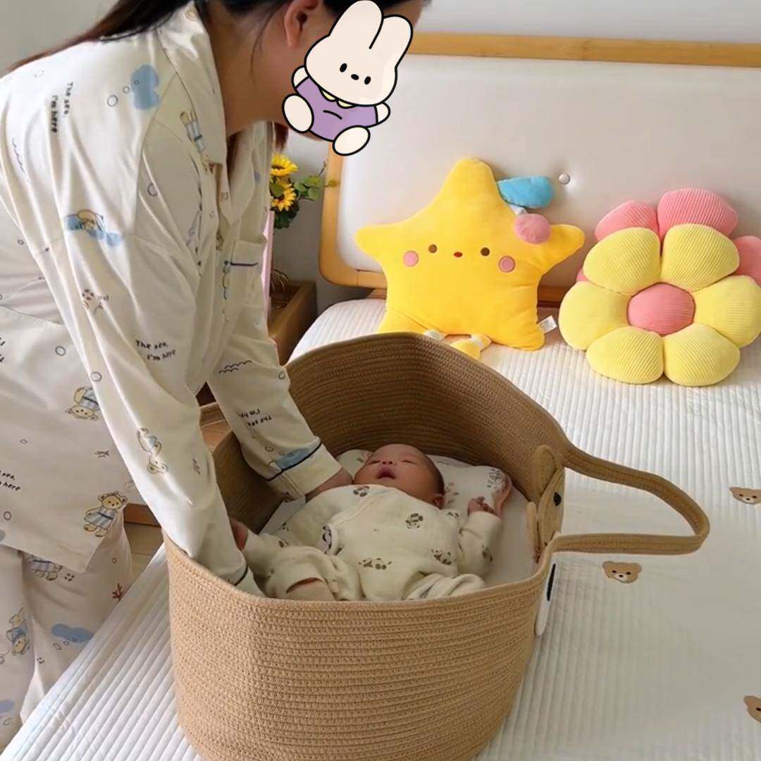 婴儿手提篮睡院移动外PIA出便携式新生宝儿出车载手拎篮摇篮宝篮