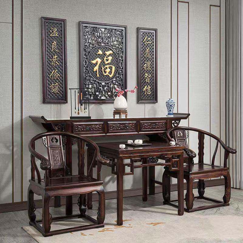 堂六件套中村堂屋1VXL2件套太师椅中式实中木条案香案神台供农桌