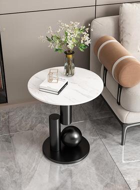 现代小圆桌客厅26626发沙休角几岩板轻奢几创意闲金属简边约圆形