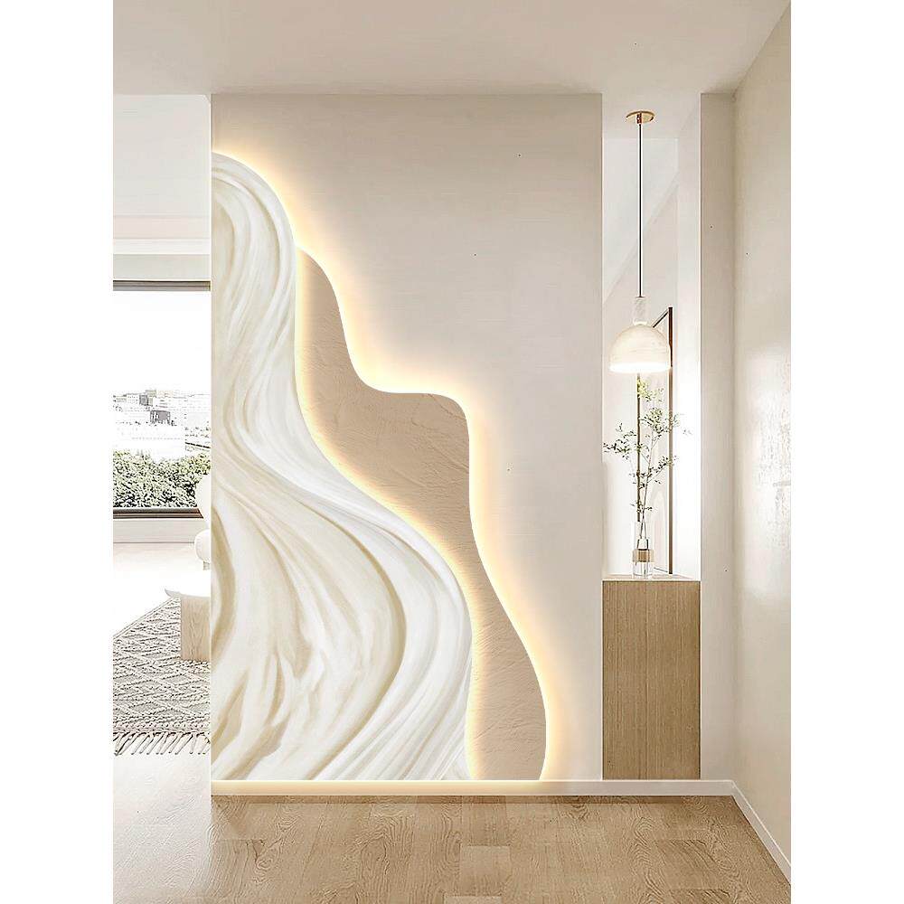 2025新款奶油风画玄关画装饰现代轻廊奢壁画高档灯走过SRC道壁灯