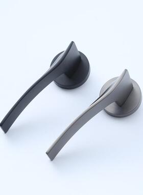 卧室门锁家用静音锁黑色01分体锁把房门通用内型室门手木门