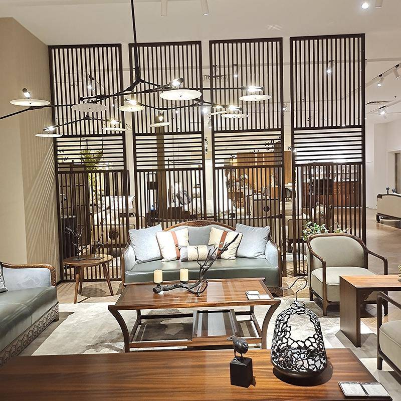 创意中式仿古门樟子松木窗屏风VGR中窗式花镂空背景隔断玄关新装