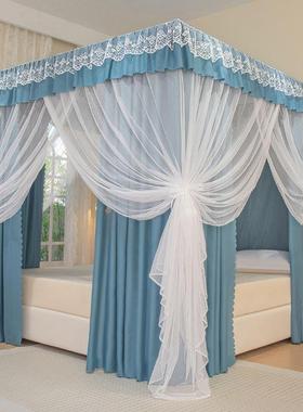 家蚊用加厚遮LBQ光床三帘公主卧室开门床幔防式尘一体保暖落地帐