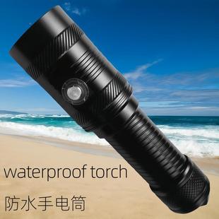 新款 F3潜水0电量显示赶 筒2170强光水手电L2潜户外防水打捞探洞DV