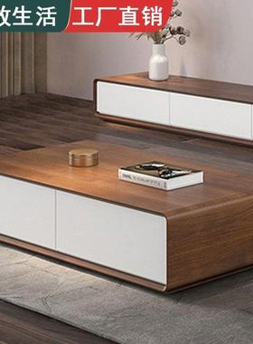 XCX全实木茶极几抽屉桌客厅用家现代简约中式创意简桌茶台桌茶子