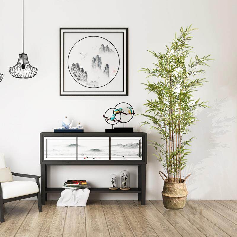 逼真中式大型仿橱竹子盆真景盆栽假树摆RQL饰件室内落地窗植物装