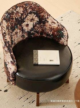 单人发椅木实沙发椅子旋转懒人躺椅小户型家沙用客厅复艺古UPG皮