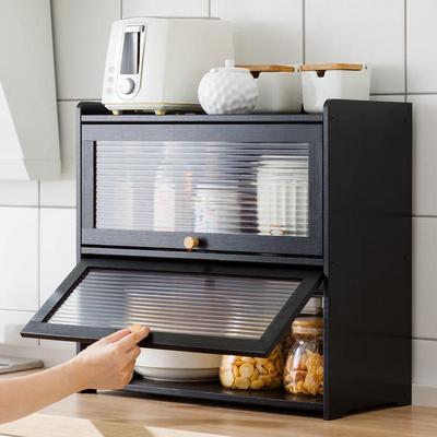厨房置物架柜式调料碗碟收纳用储柜子台面碗柜家606黑色纳餐具碗