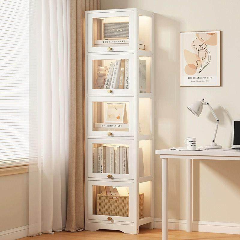 书架亚落地置物架克力书柜用家客厅墙边子柜储物柜立柜极RAM窄夹