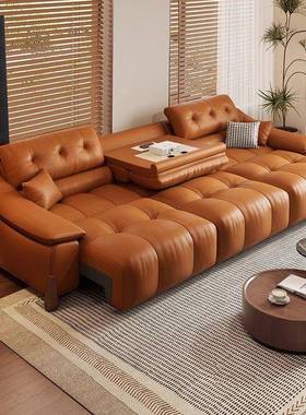 奶油风零靠墙客厅智能功能直排电可沙发动床RBV两用多伸缩沙发木