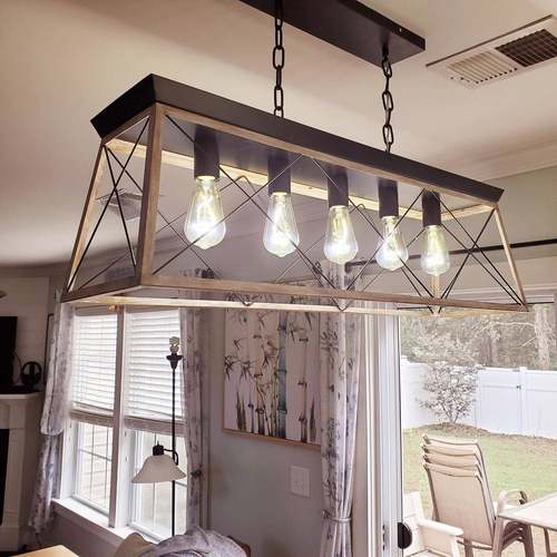 跨441境工风美式枝灯形吊铁艺酒复古餐厅灯具长方形创意吧业个性