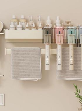 奶油打白洗漱台置物架卫浴JGC室毛巾架子免孔壁挂洗手间间生收纳