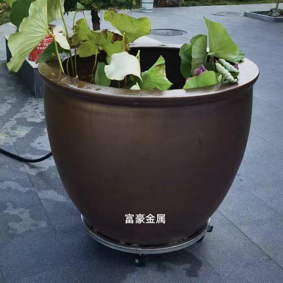 不底锈钢花轮圆形带鱼盆缸置物架移盘动托盆NEY景加厚万向轮座重