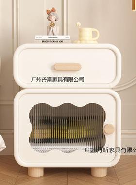 法式奶油风床头柜简29503现代约20新款卧室床边柜小型网红储5物收