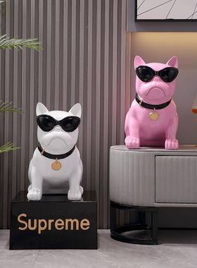 创意法轻斗狗摆件落地大号存钱罐客奢家ltao7539居厅电视柜柜酒玄