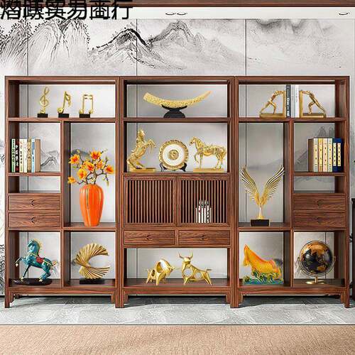 奢高端气客厅酒柜装大饰品件现轻代高档玄关博古架潜跃贸易展示柜