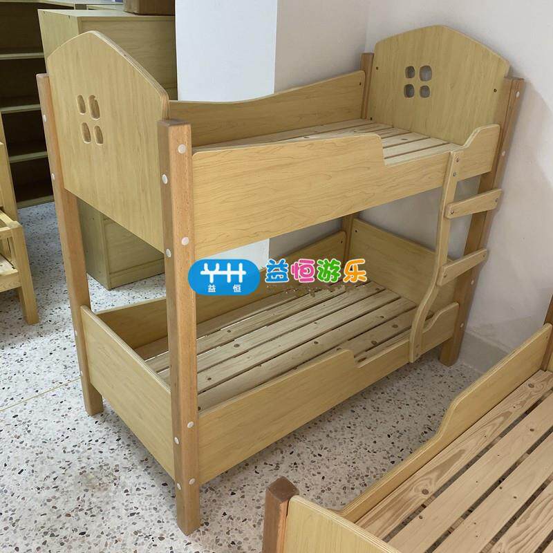 儿童木质双层午低高JPD床幼儿园木制上下铺单双人床房屋造型人休