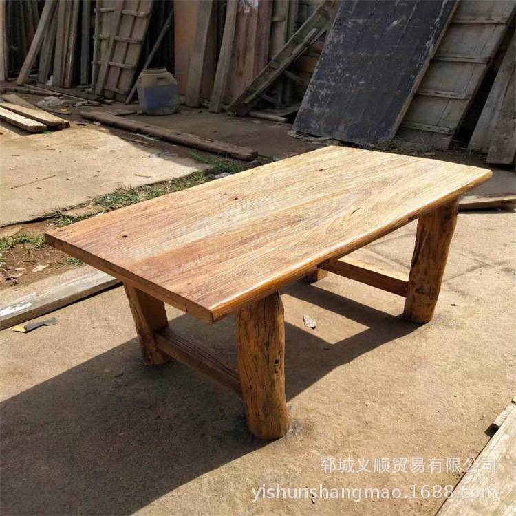 老榆木门板桌风化茶桌旧木板家具复古怀旧实木餐桌凳子吧台桌子面