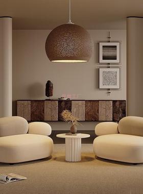 奶油风布鹅卵石小沙发组发合家用沙商铺民艺宿网红创意接待ZRW沙