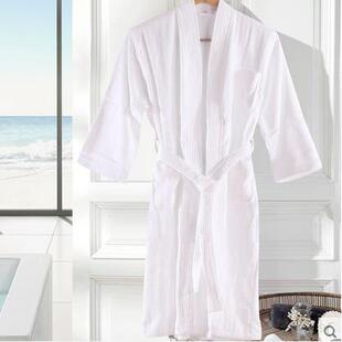 秋冬纯棉色睡宾馆酒店浴袍全棉加浴厚毛巾布割绒衣袍可割绒浴袍绣