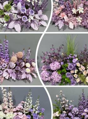 排婚庆紫色花装排千代兰饰仿真地花路引花婚HKK礼布置仿真花订婚