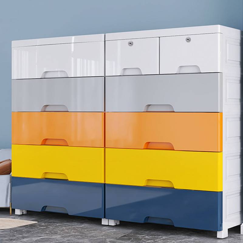 白色加厚抽屉式收纳柜塑料简约婴儿置物柜家用儿童衣柜卧室储物柜