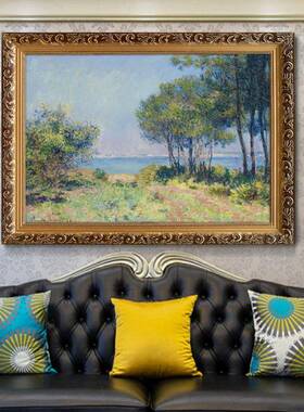 世界名画莫油奈风景画《瓦格OJC冷维尔的杉伦》欧式山水画客厅装