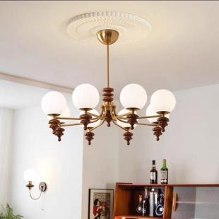 中古厅吊古灯式法复古风魔736豆实木美式餐厅卧室现代胡桃木客灯