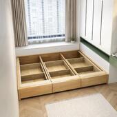 长抽屉物榻榻米实BYT木床小无户次卧榻榻米床床头踏储踏米实木床