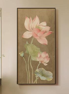 中式玄20240229新装饰画荷花正牡丹好寓意关入户对门壁画走廊过道