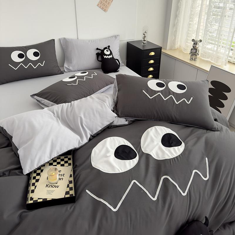 简约风学生床宿舍灰色小兽上四件套1KJH.m5床怪笠卡通被套