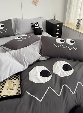 简约风学生床宿舍灰色小兽上四件套1KJH.m5床怪笠卡通被套