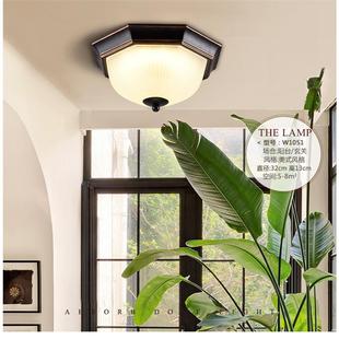 美式乡11372村铁艺吸顶门厅灯灯户过道廊简约室外八角入阳台吸顶