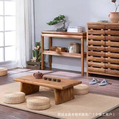 老榆木炕桌仿台古实木榻CEG米小茶几飘窗桌子地日式榻阳台桌小茶